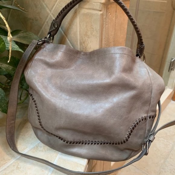 Frye Handbags - FRYE Melissa Hobo - Gray Whipstitch